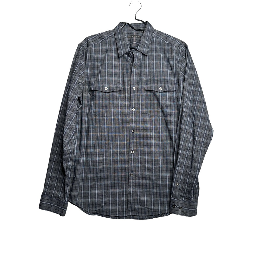 Theory Shirt‎ Mens Large Button Down Long Sleeve Plaid Blue